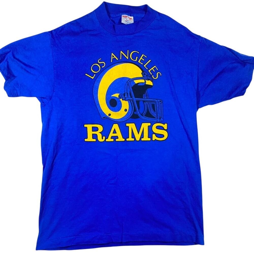Vintage Los Angeles Rams Shirt Tee Jays Sof Tee Single Stitch USA Blue L